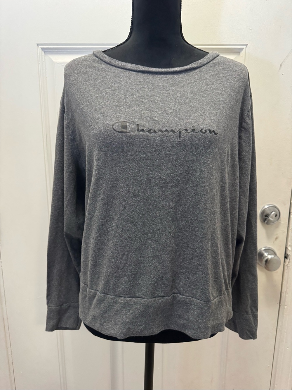 Champion Gray Scoop Neck Pullover with Subtle Logo 0529